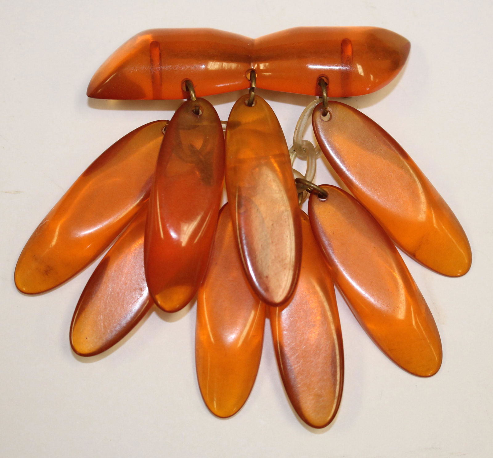 Vintage Bakelite transparent dangle pin - 3" tall (1 of 2)