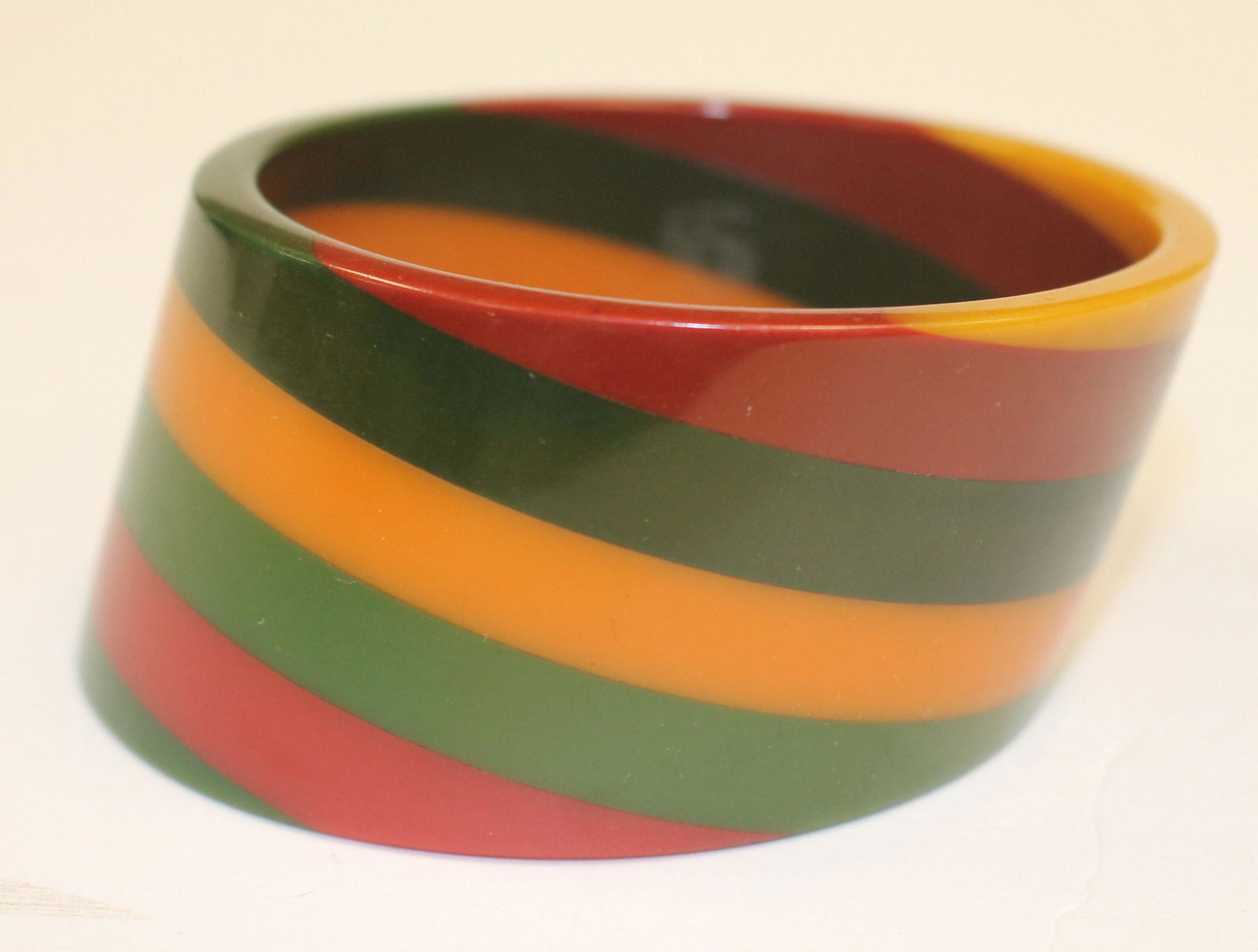 Vintage Bakelite multi color laminted bangle bracelet - (1 of 3)