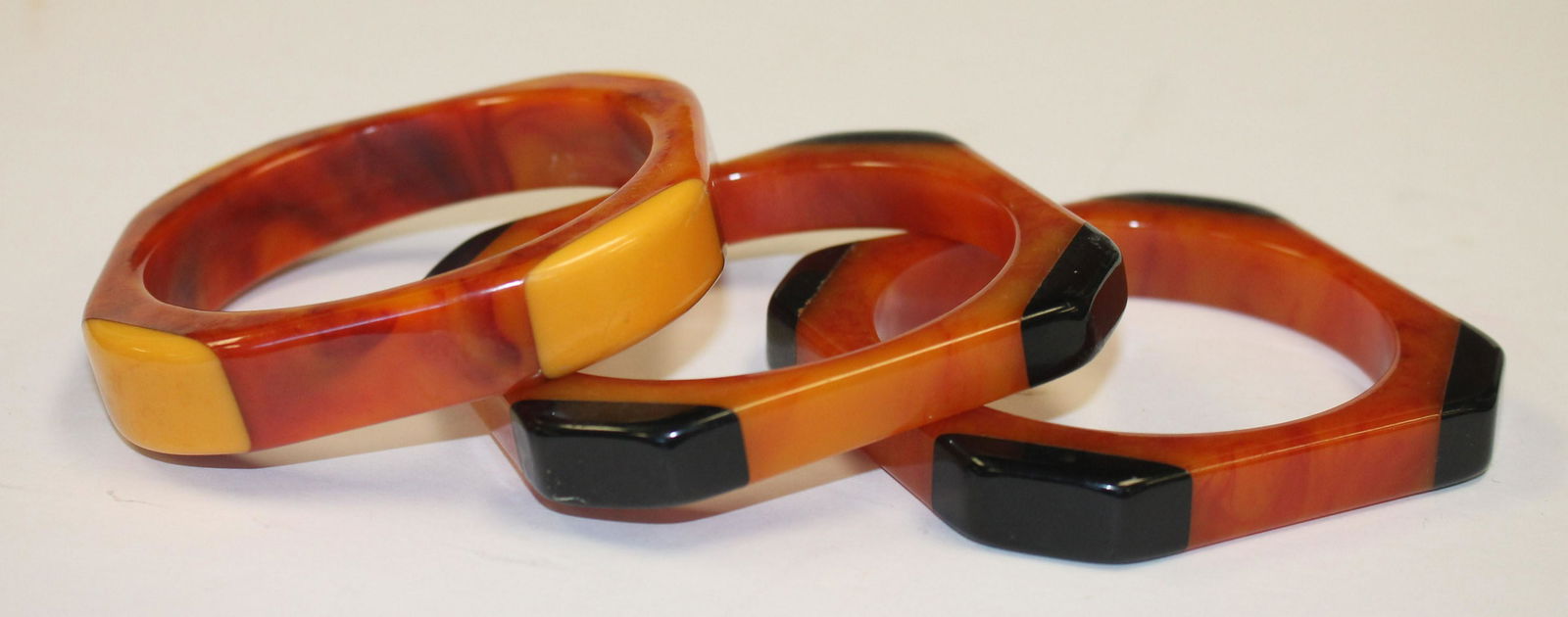 3 Vintage orange marble laminated octagonal bangle (1 of 2)