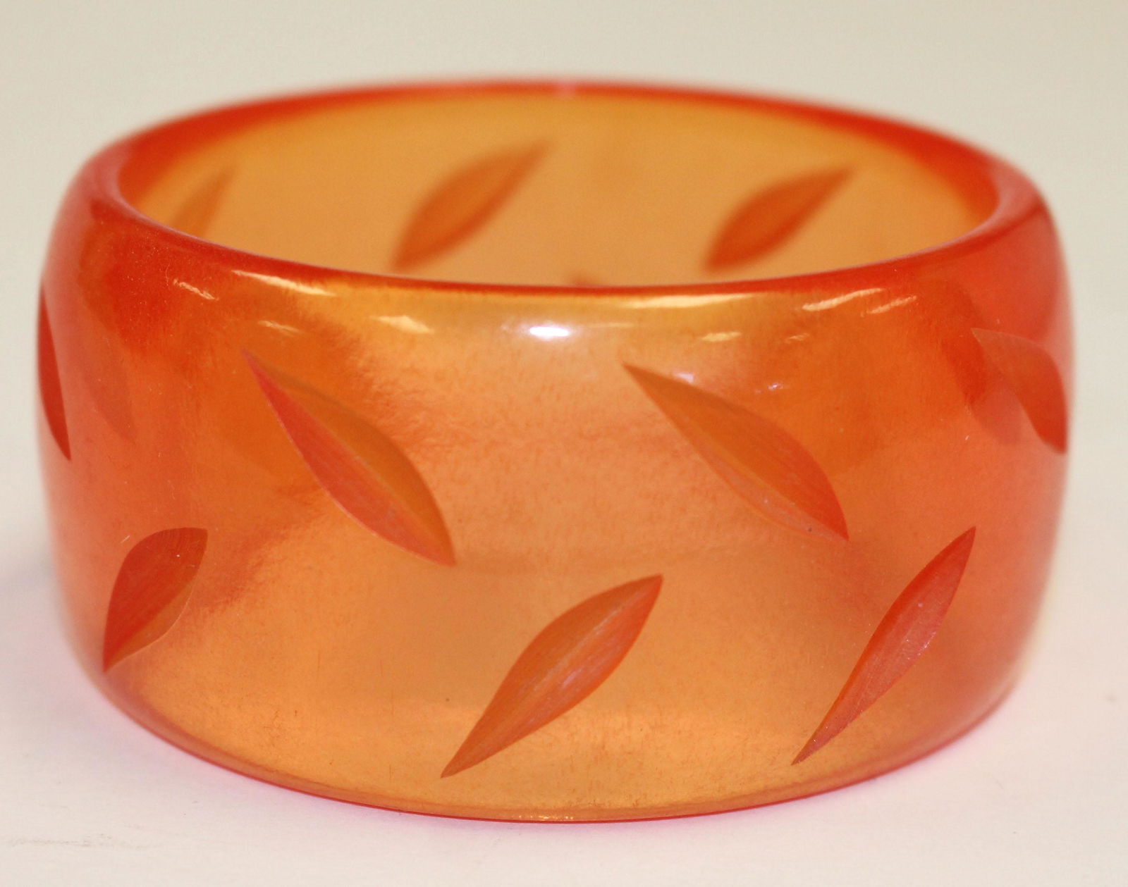 Vintage Bakelite orange translucent bangle bracelet w (1 of 2)