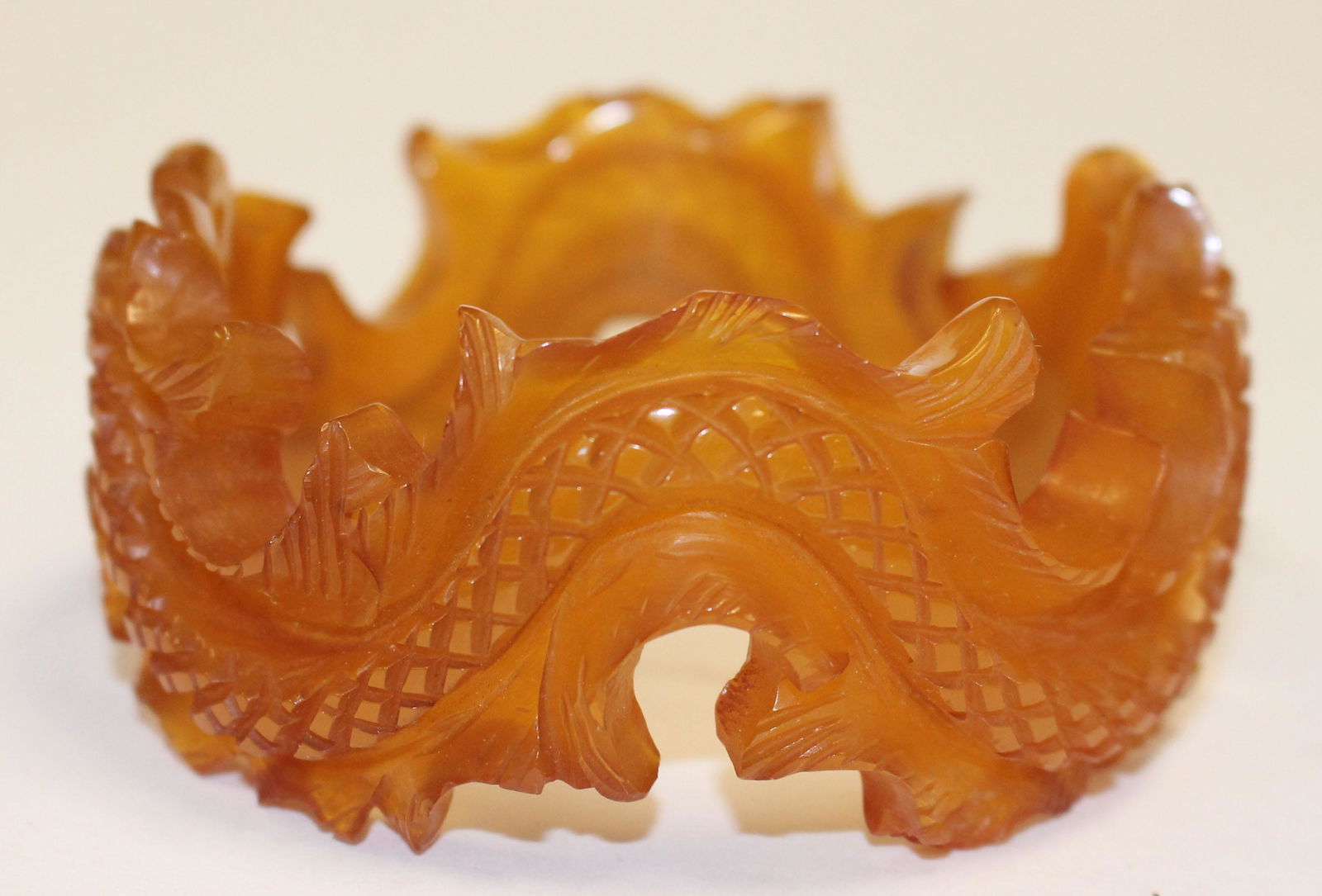Bakelite reproduction bangle bracelet w carved dragon (1 of 2)