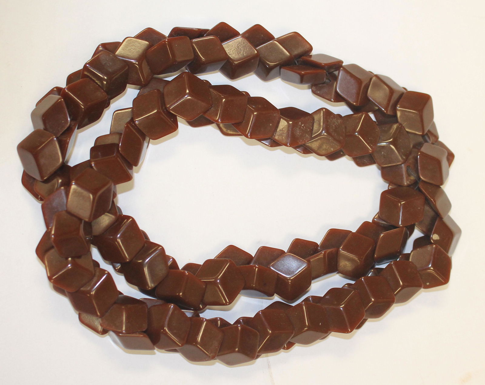 Vintage Bakelite brown square multi layered beaded (1 of 3)