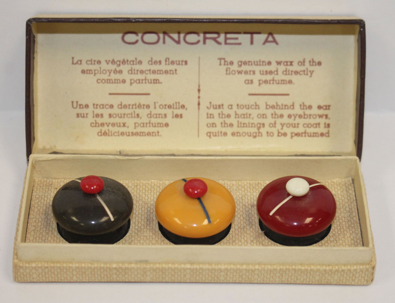 Vintage Bakelite orig boxed "Concreta" set of 3 perfume (1 of 4)