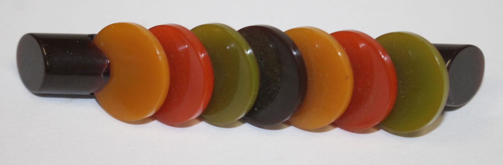 Vintage Bakelite multi color discs bar pin - 3" (1 of 2)