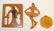 lot of 3 Vintage Bakelite pins incl a figure skater - - 5
