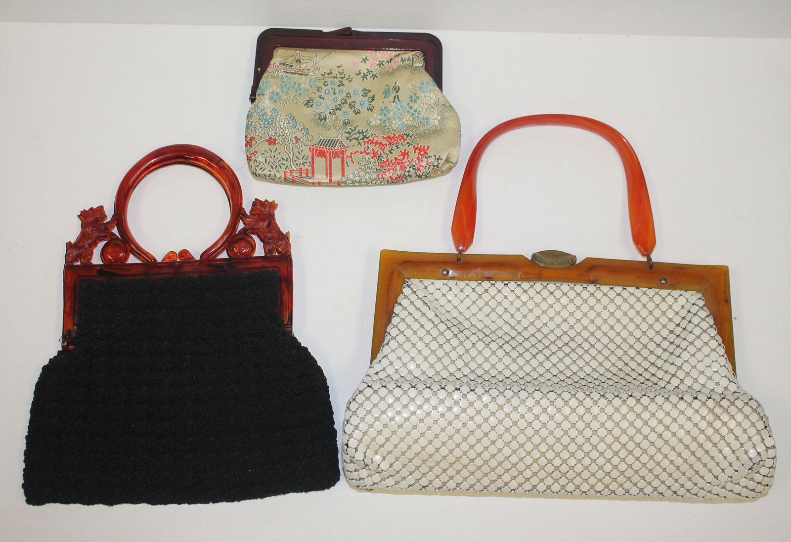 lot of 3 vintage purses w lucite or plastic handles - 1 (1 of 5)