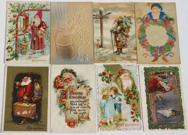 postcard box full of Christmas related incl Santa