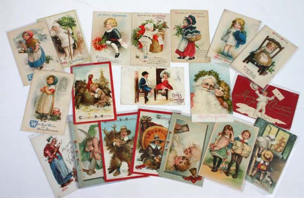 postcard box of sgnd artist postcards with Clapsa