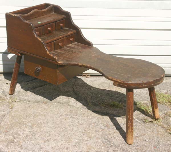 antique American cobbler's bench w multi drawer s