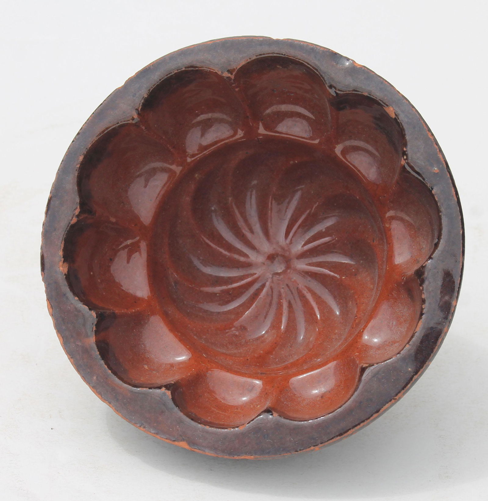 Antique Redware mold - 5 1/4" diam x 2 1/2" tall: Antique Redware mold - 5 1/4" diam x 2 1/2" tall