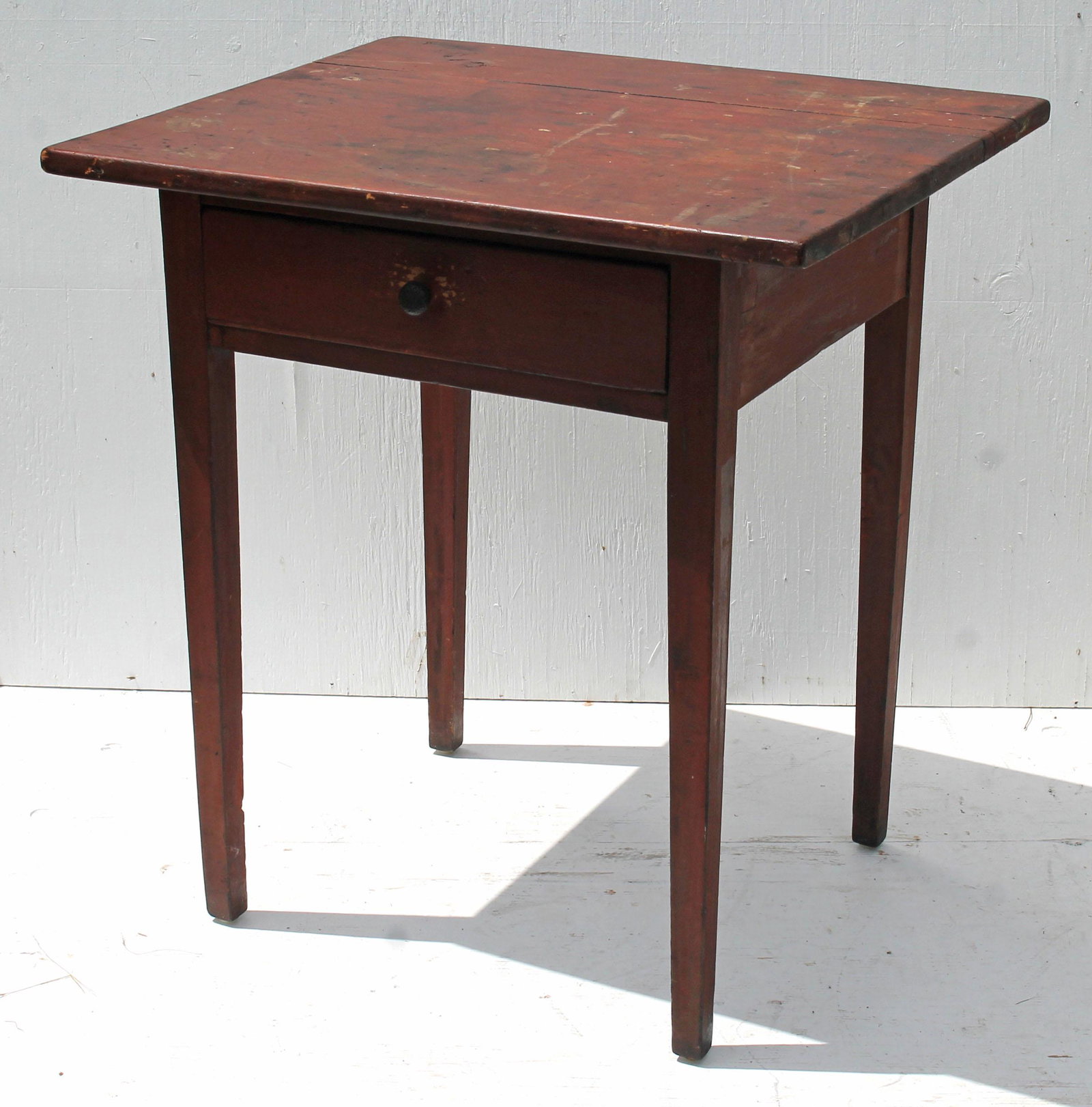Antique 1 dr stand in red paint - as found - 28" tall x: Antique 1 dr stand in red paint - as found - 28" tall x 26" wide x 21 1/2" deep