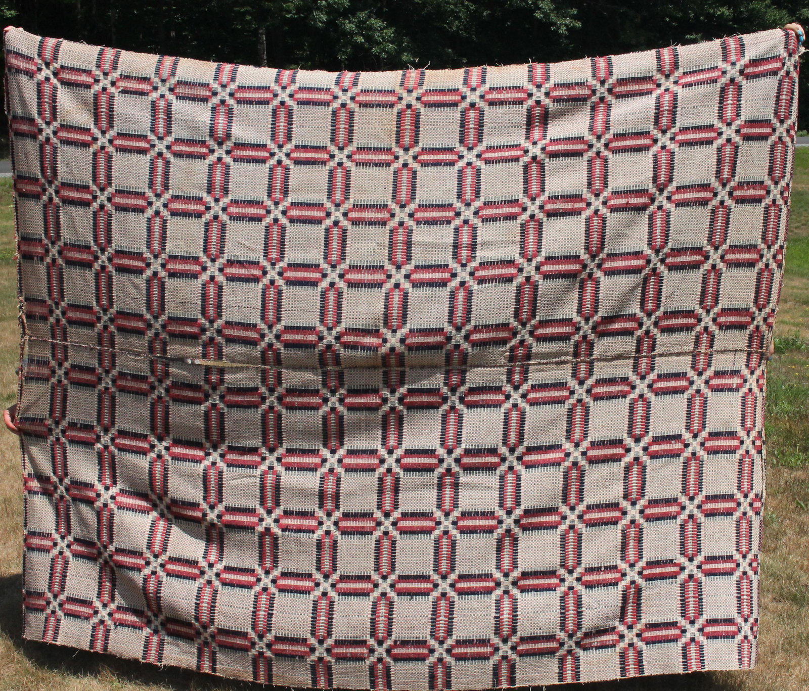 Antique red, white & blue coverlet - 70"x90": Antique red, white & blue coverlet - 70"x90"
