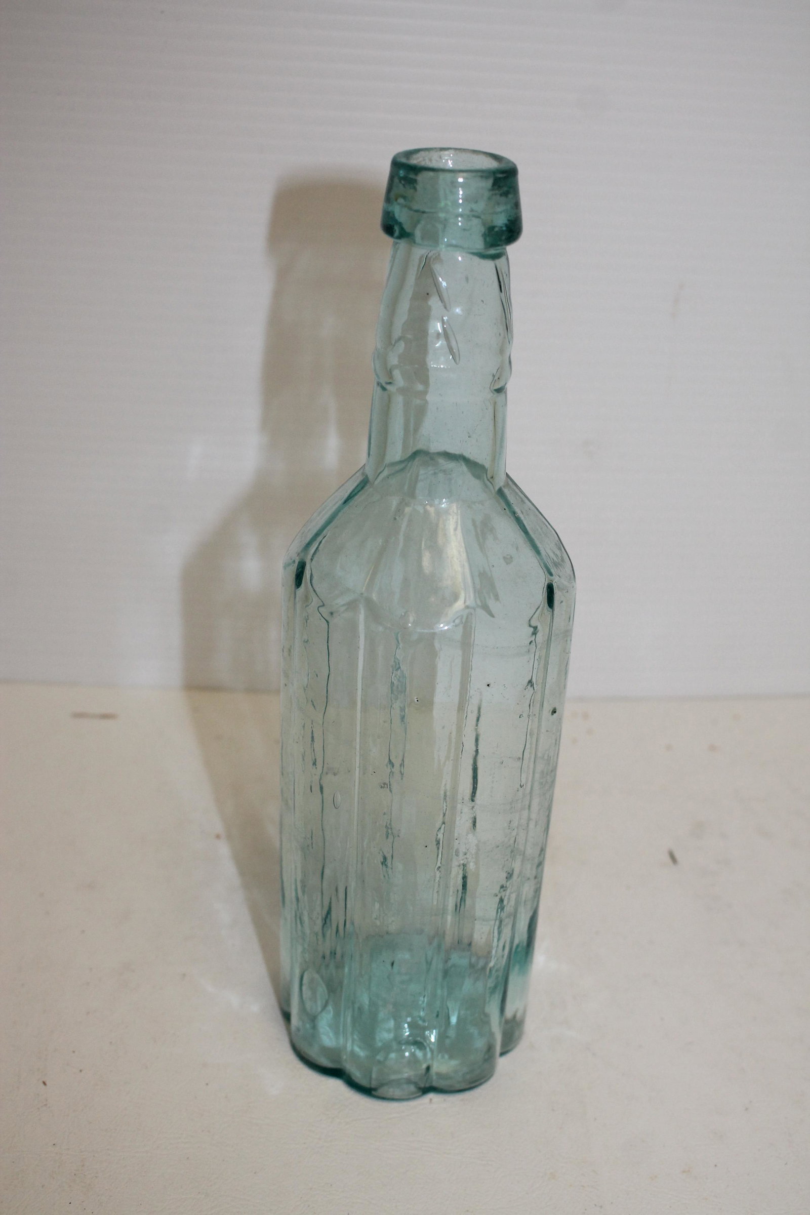 Antique Pepper sauce pontiled bottle w raised sides -: Antique Pepper sauce pontiled bottle w raised sides - 10 1/2" tall