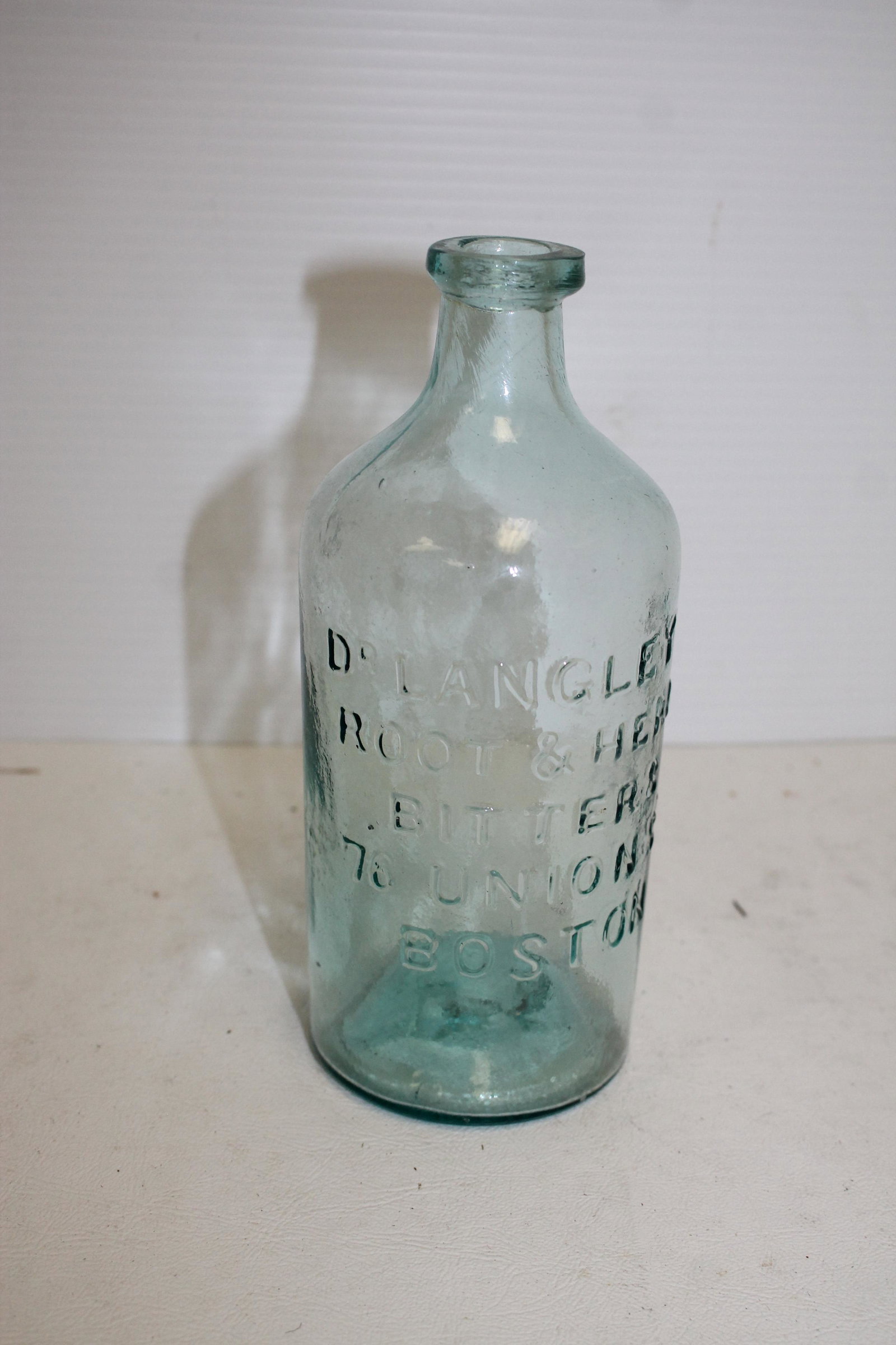 Antique Langley's root herb bitters pontilled bottle -: Antique Langley's root herb bitters pontilled bottle - 7" tall