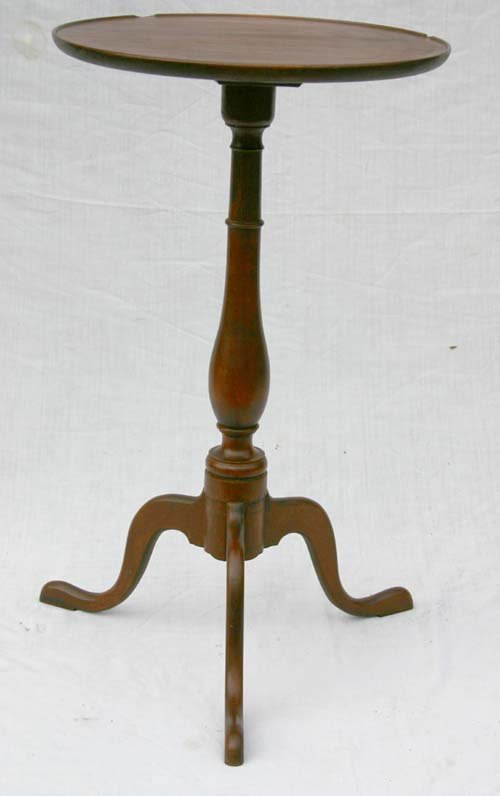 Great 18th C CT QA cherry dish top candlestand w u