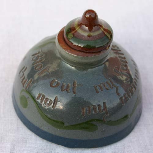 Torquay English Motto Ware terra cotta ptd inkwell
