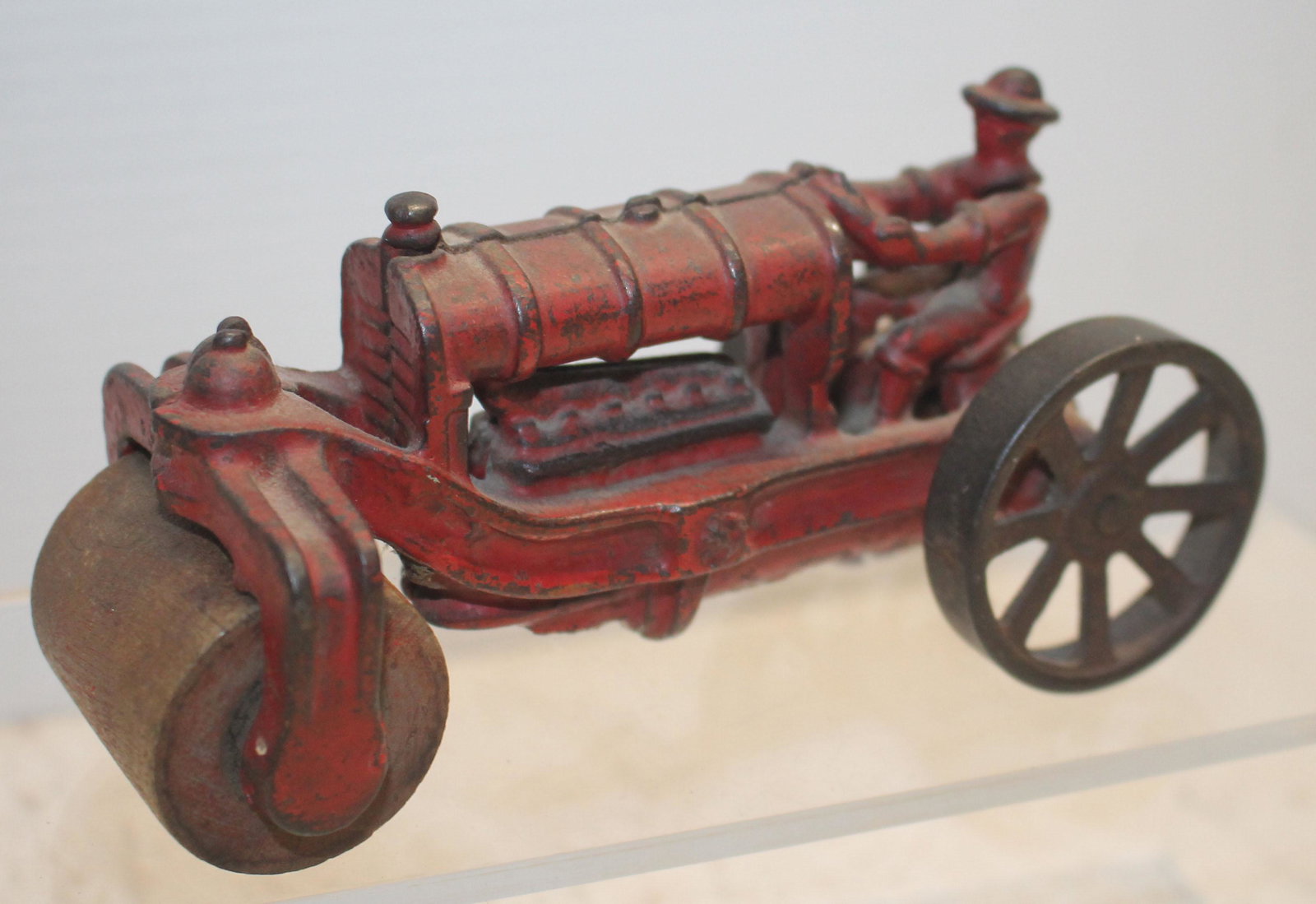 ca 1930's cast iron tractor in red paint - 5 1/2": ca 1930's cast iron tractor in red paint - 5 1/2"