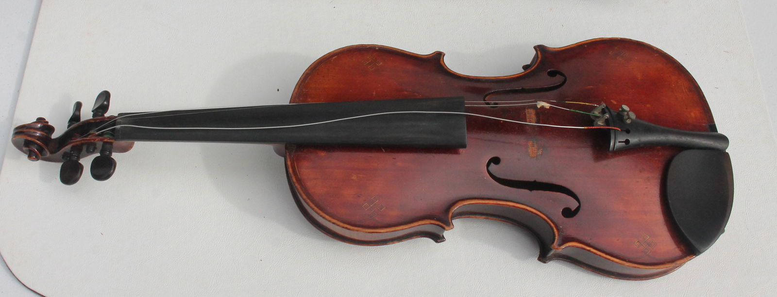 Wonderful antique school of Mittenwald German violin w: Wonderful antique school of Mittenwald German violin w unmarked silver fitted bow
