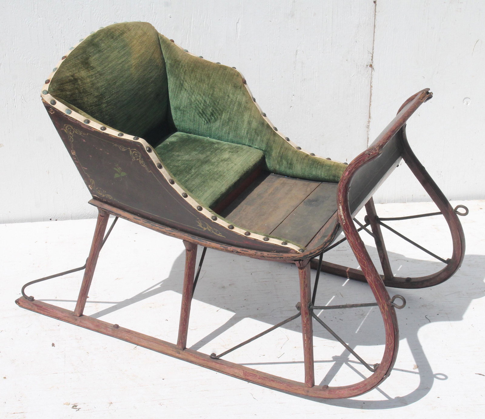 Antique painted child's sleigh: Antique painted child's sleigh