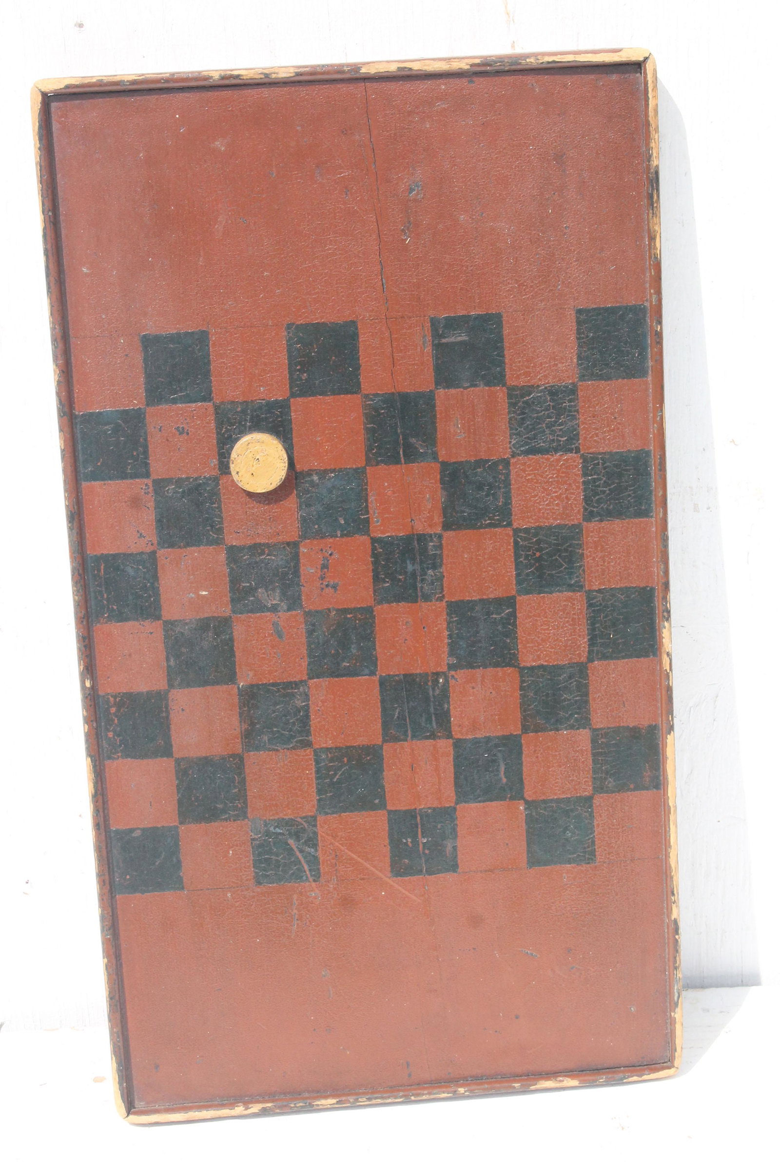 As found 19thC red & black checkers gameboard - 22: As found 19thC red & black checkers gameboard - 22 1/4"x12 1/2"