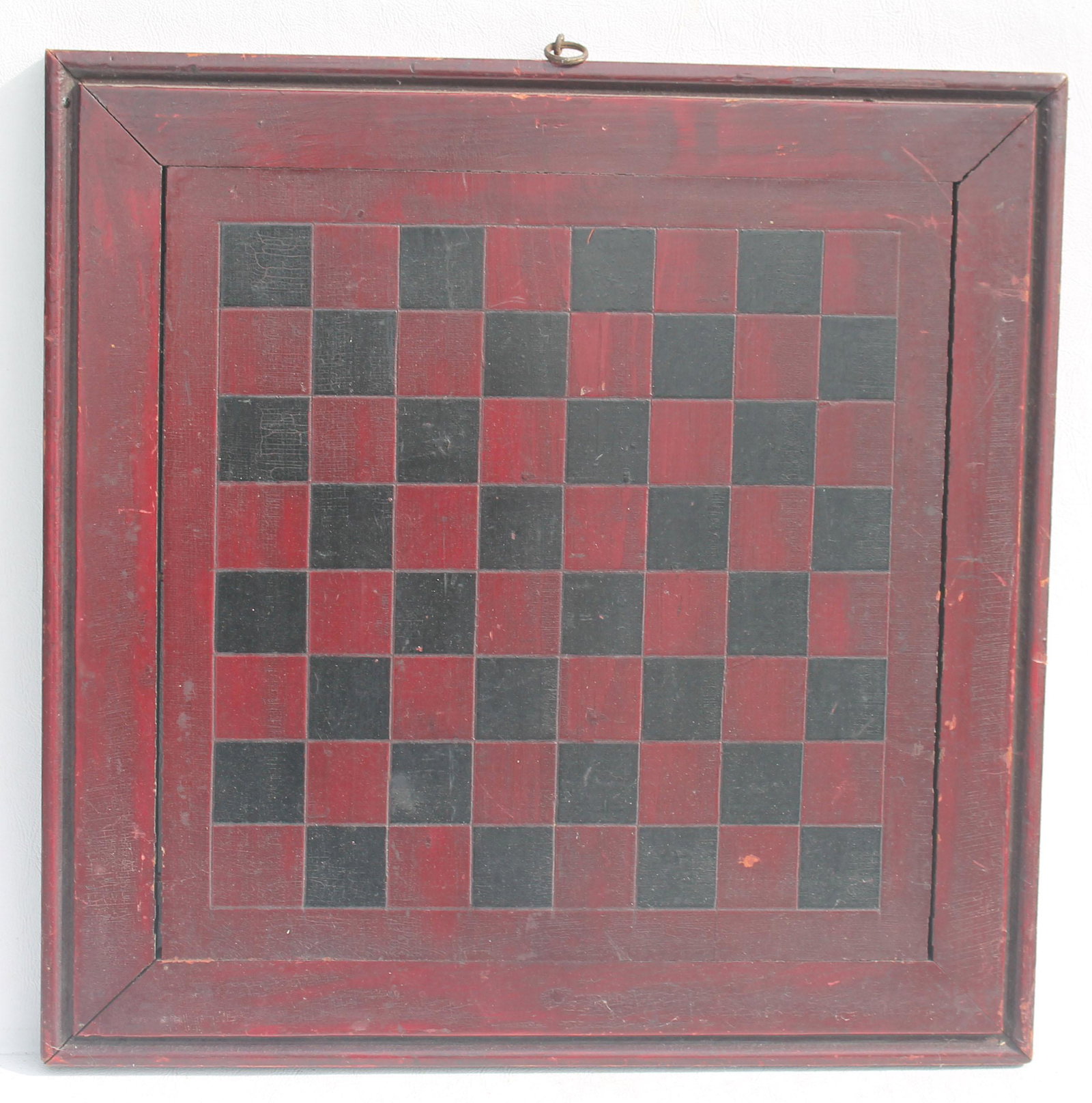 Antique red & black checkers gameboard - 14 3/4"x14: Antique red & black checkers gameboard - 14 3/4"x14 3/4"