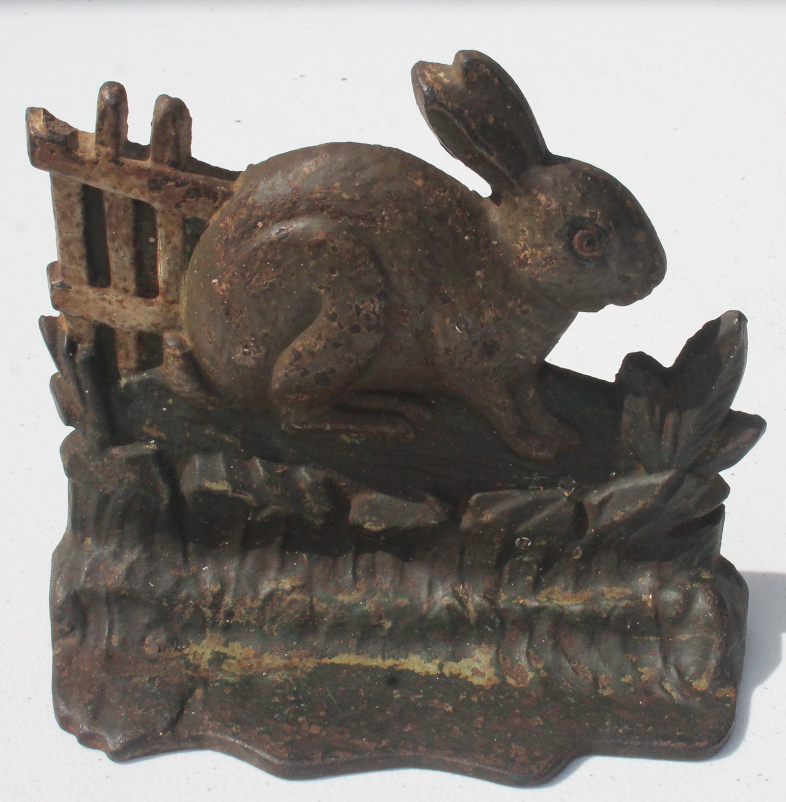 antique cast iron rabbit doorstop - 6" tall x 7 1/4": antique cast iron rabbit doorstop - 6" tall x 7 1/4" wide