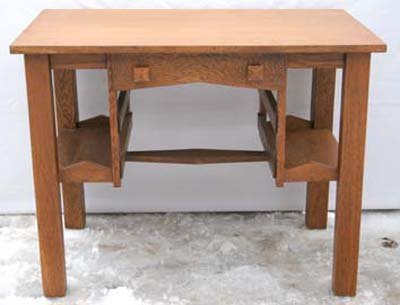 vintage Mission oak small desk or library table - 3
