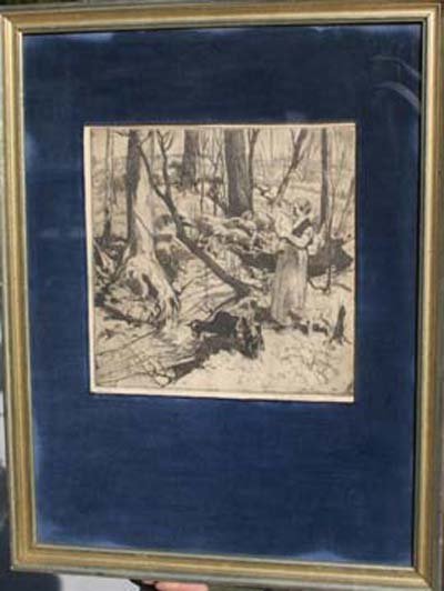 Fine John Edward Costigan etching "April" 10x10 s.s
