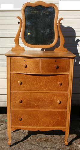Antique Birdseye Maple Dresser W Mirror Feb 21 2009 Flying Pig Auctions In Nh Antique Maple Dresser With Mirror
