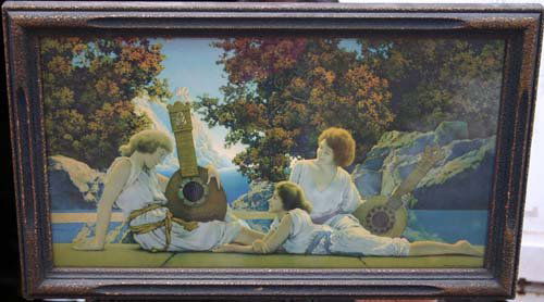 Maxfield Parrish print "Lute Players" in fine cond: Maxfield Parrish print "Lute Players" in fine cond in orig frame