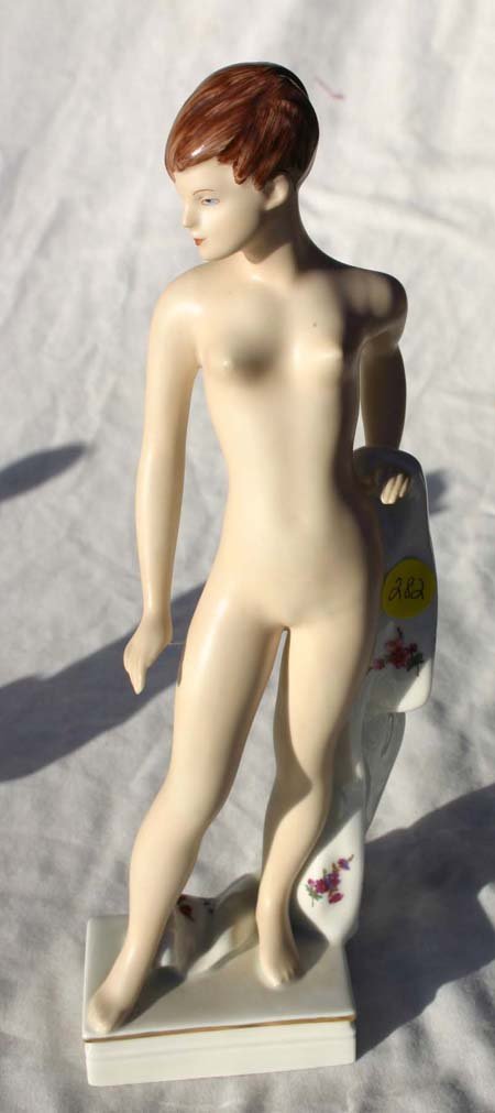 Royal Dux porcelain figurine of a nude female - 12: Royal Dux porcelain figurine of a nude female - 12 1/2" tall
