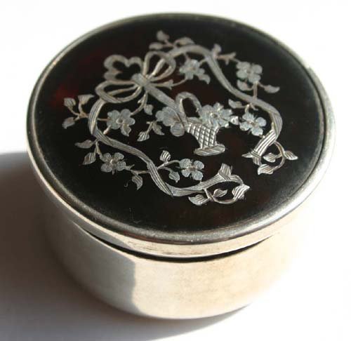 turn of the century sterling & pique pill box: turn of the century sterling & pique pill box