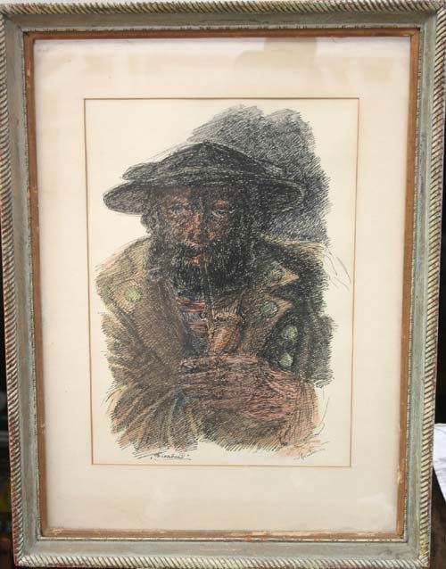 Alfred Kubin 22 x 15 ½ (sight size) mixed media ti: Alfred Kubin 22 x 15 ½ (sight size) mixed media titled "Feierabend" (End of Day or Closing Time)