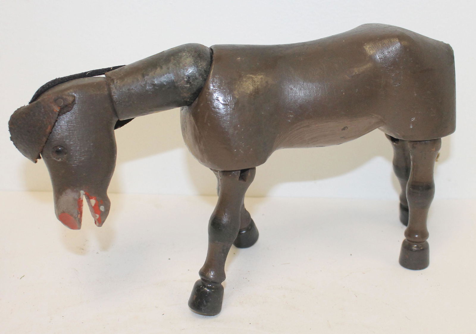 Antique Schoenhut wooden jointed donkey - 9" long x 6" (1 of 4)