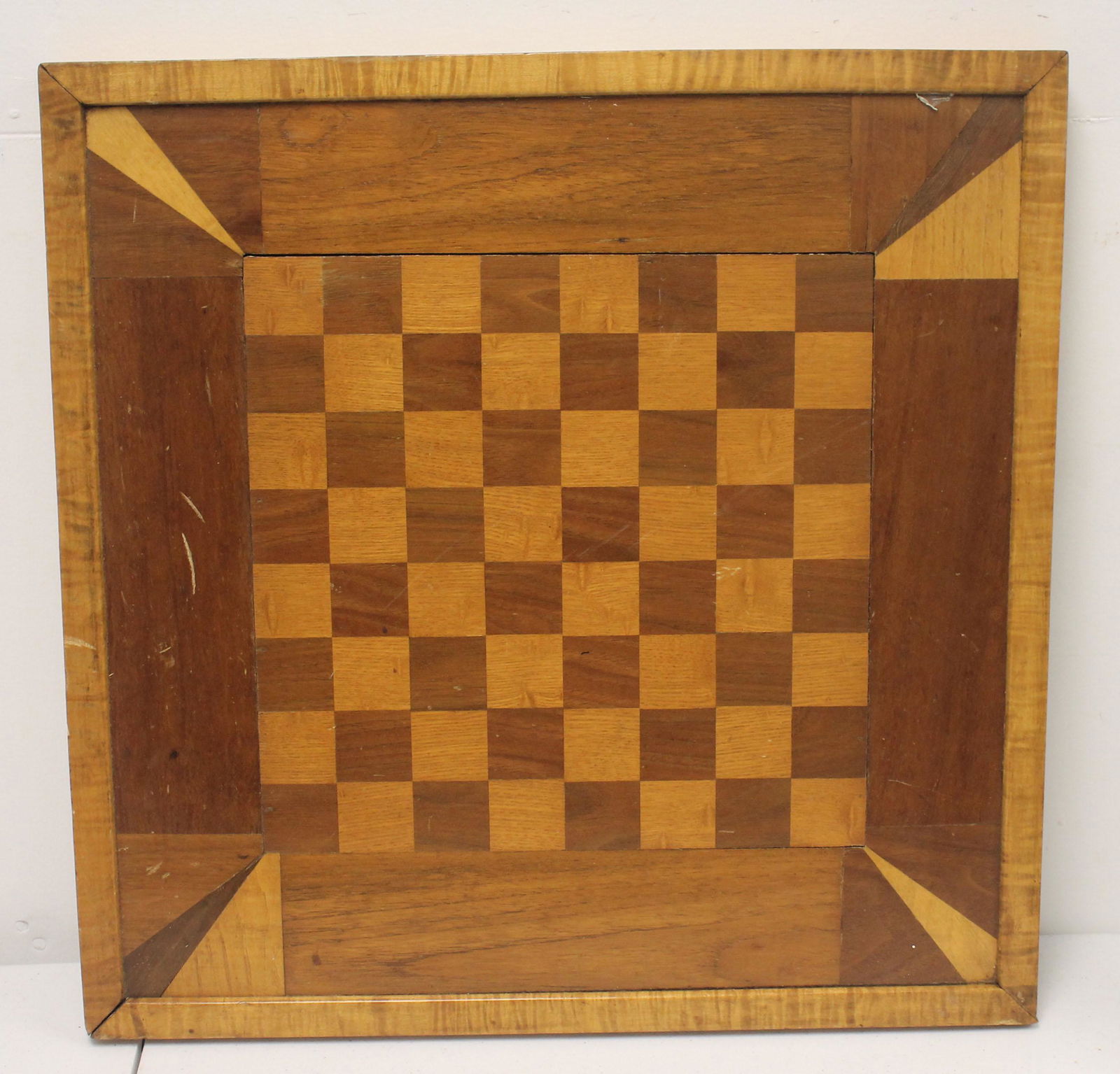 early 20thC Tiger maple & walnut dbl sided gameboard - (1 of 3)