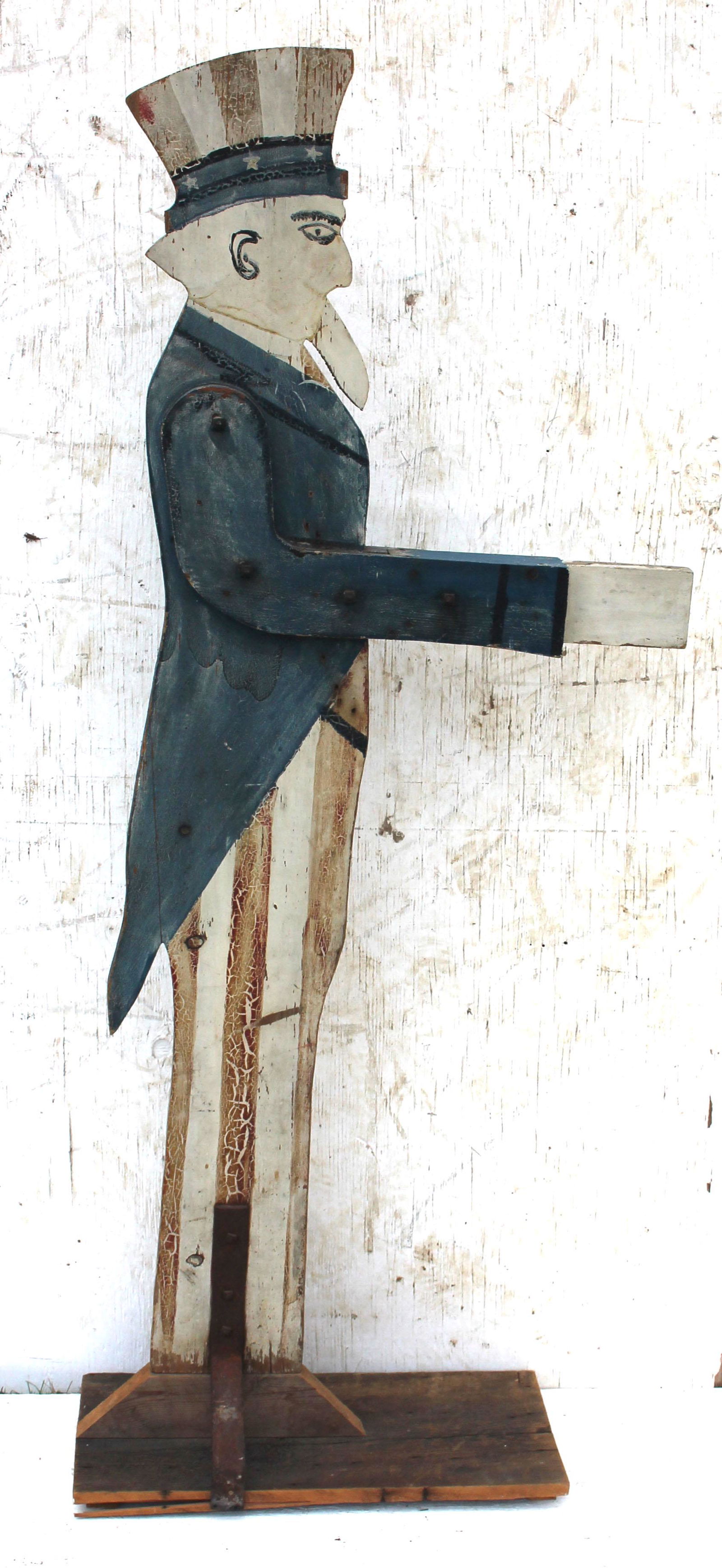 Antique Uncle Sam wooden painted mailbox holder - as is (1 of 4)