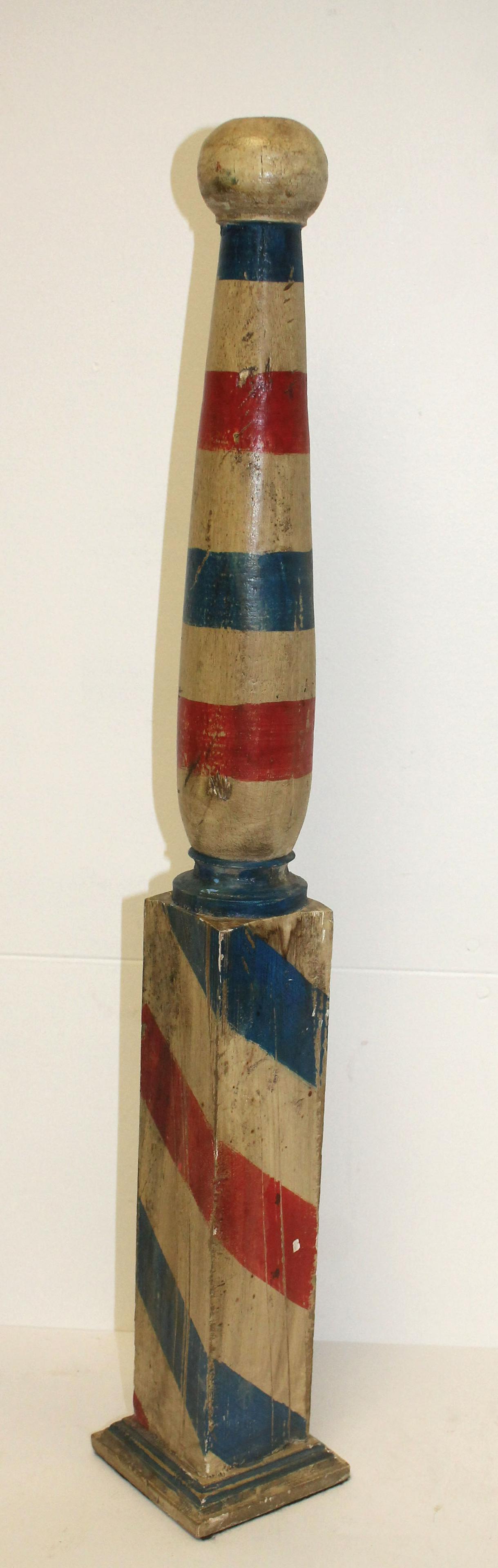 Small red, white & blue painted barber pole - 27" tall (1 of 5)
