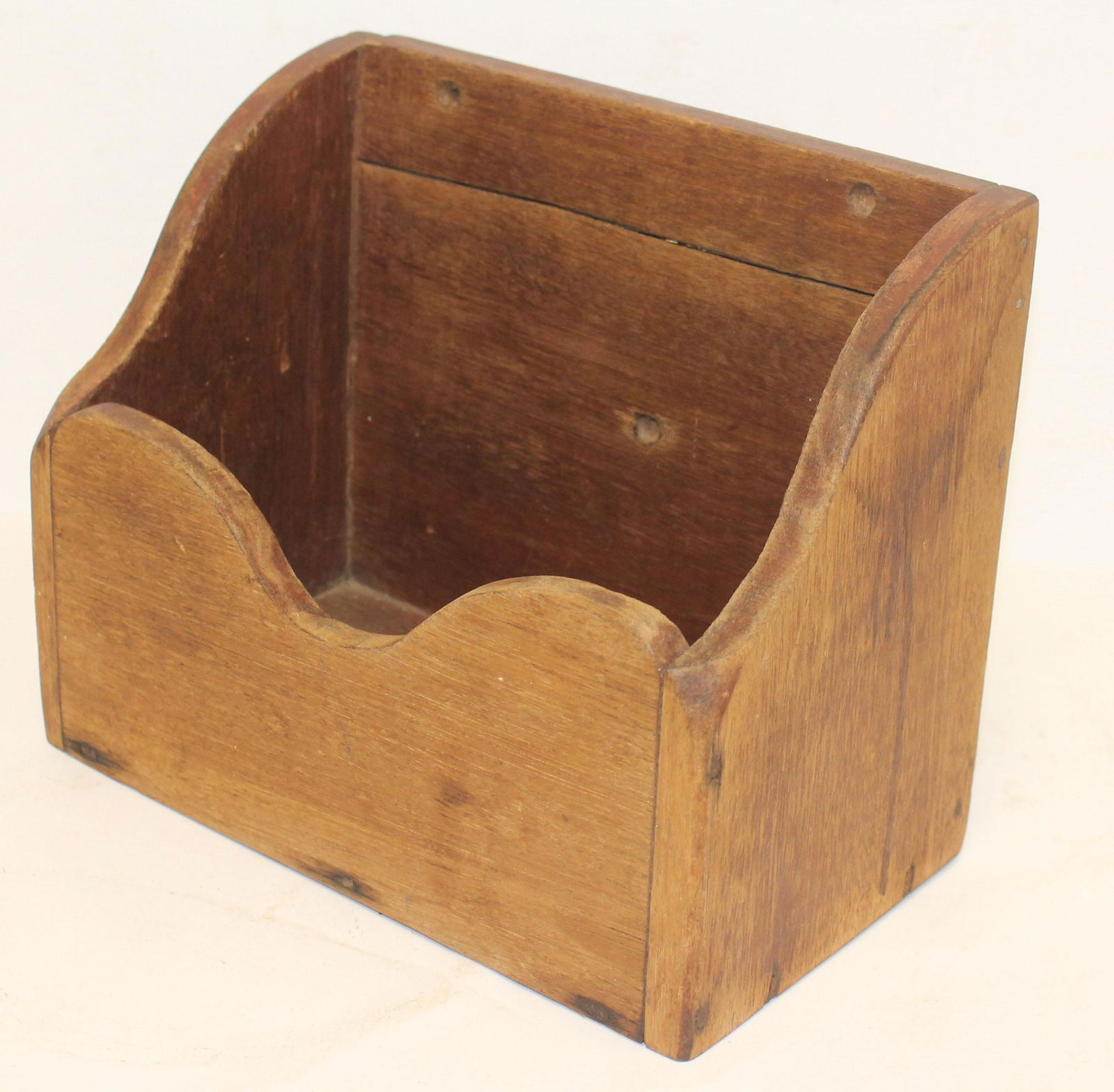 Antique wallbox w scrolled front - 7 1/2" tall x 9 1/2" (1 of 5)