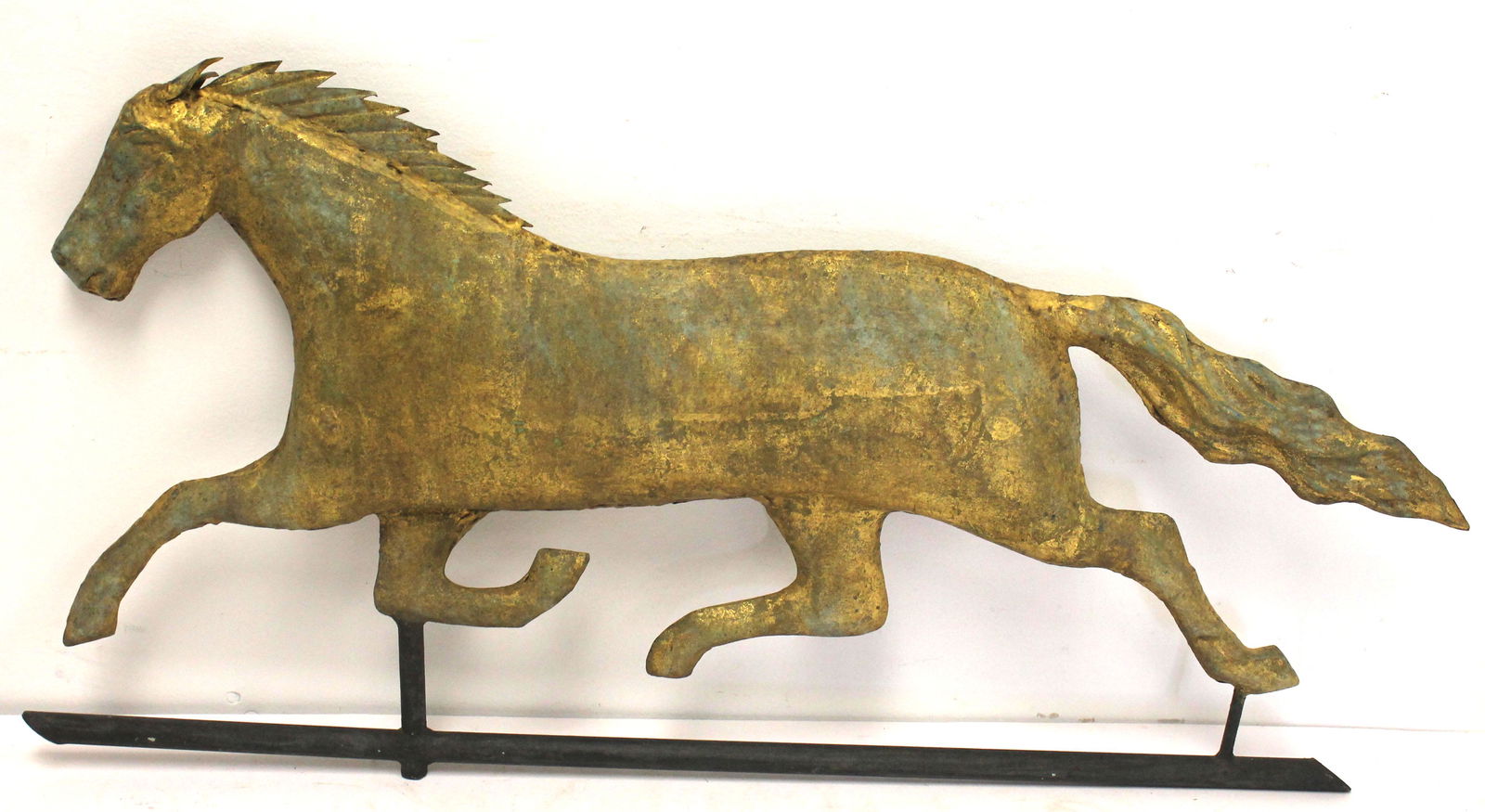 late 19thC copper horse weathervane in old gilt surface (1 of 6)