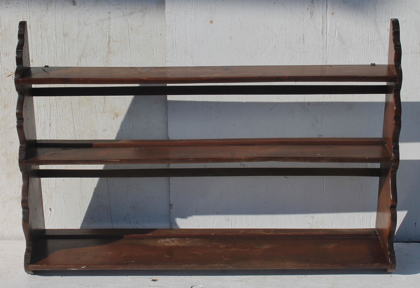 18thC hanging pewter rack w shaped sides- 46 1/4" wide (1 of 3)