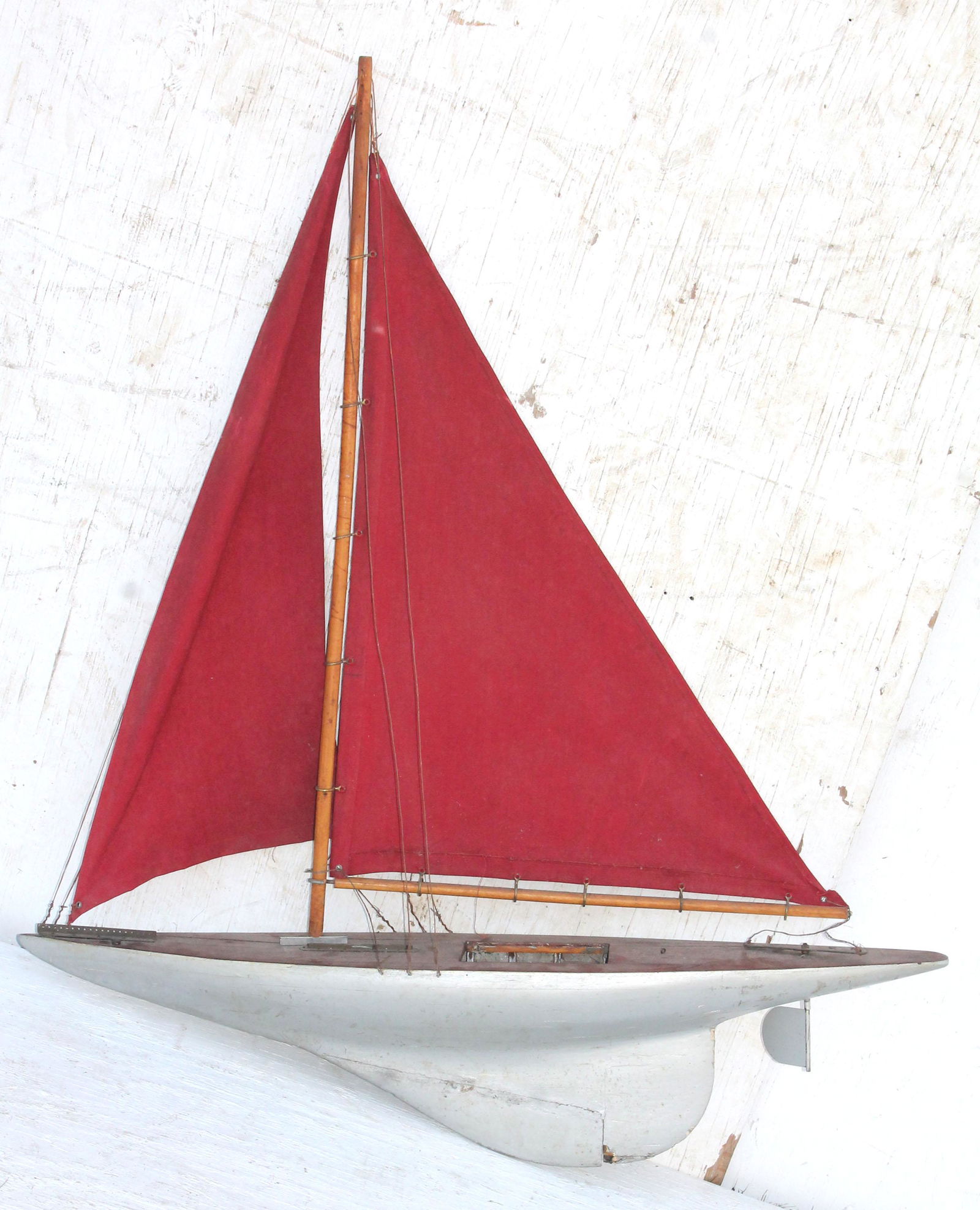 Antique silver painted lg pond boat - 39" long (1 of 3)
