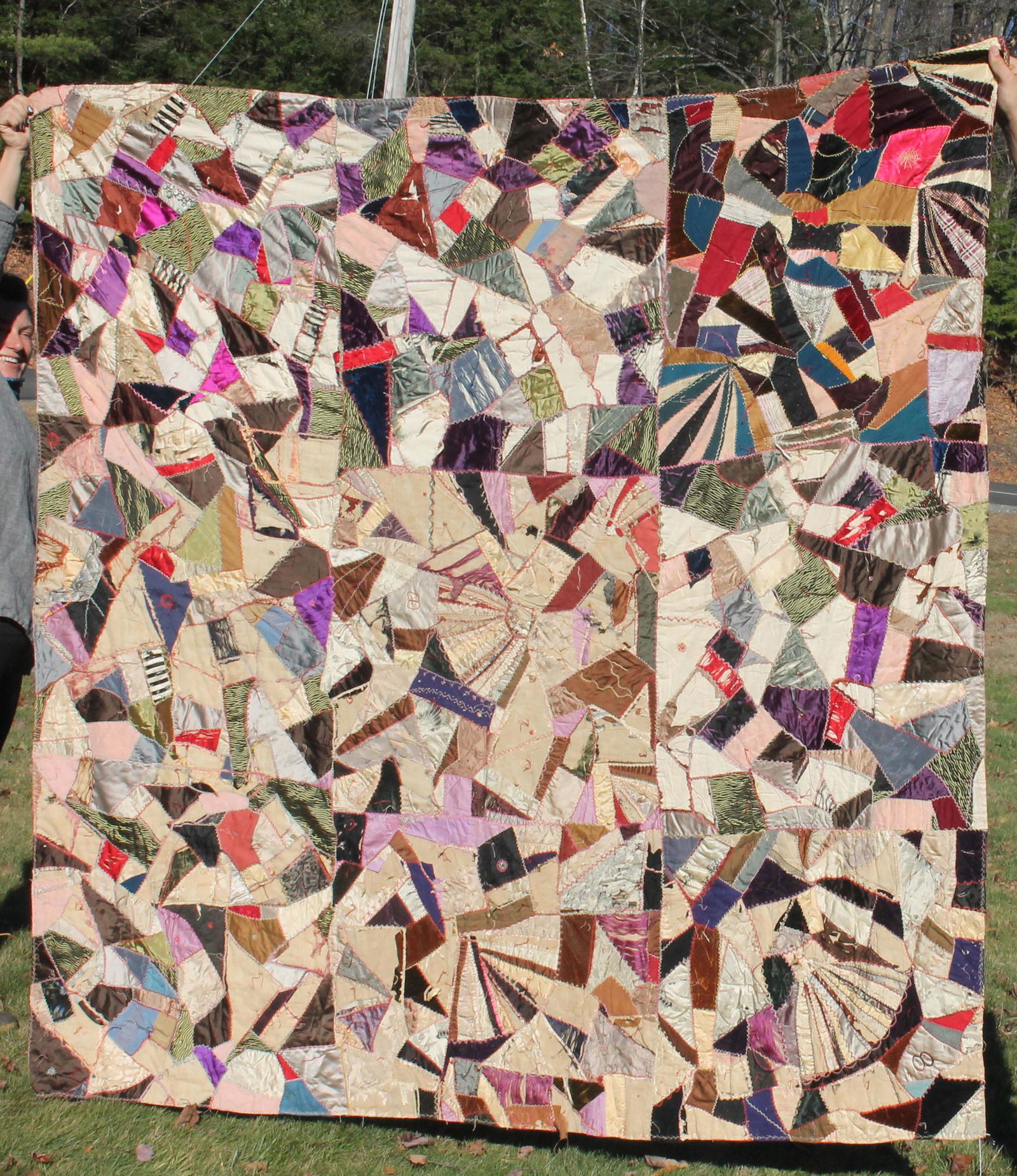 Antique crazy quilt 80"x78" together w a crazy quilt (1 of 2)