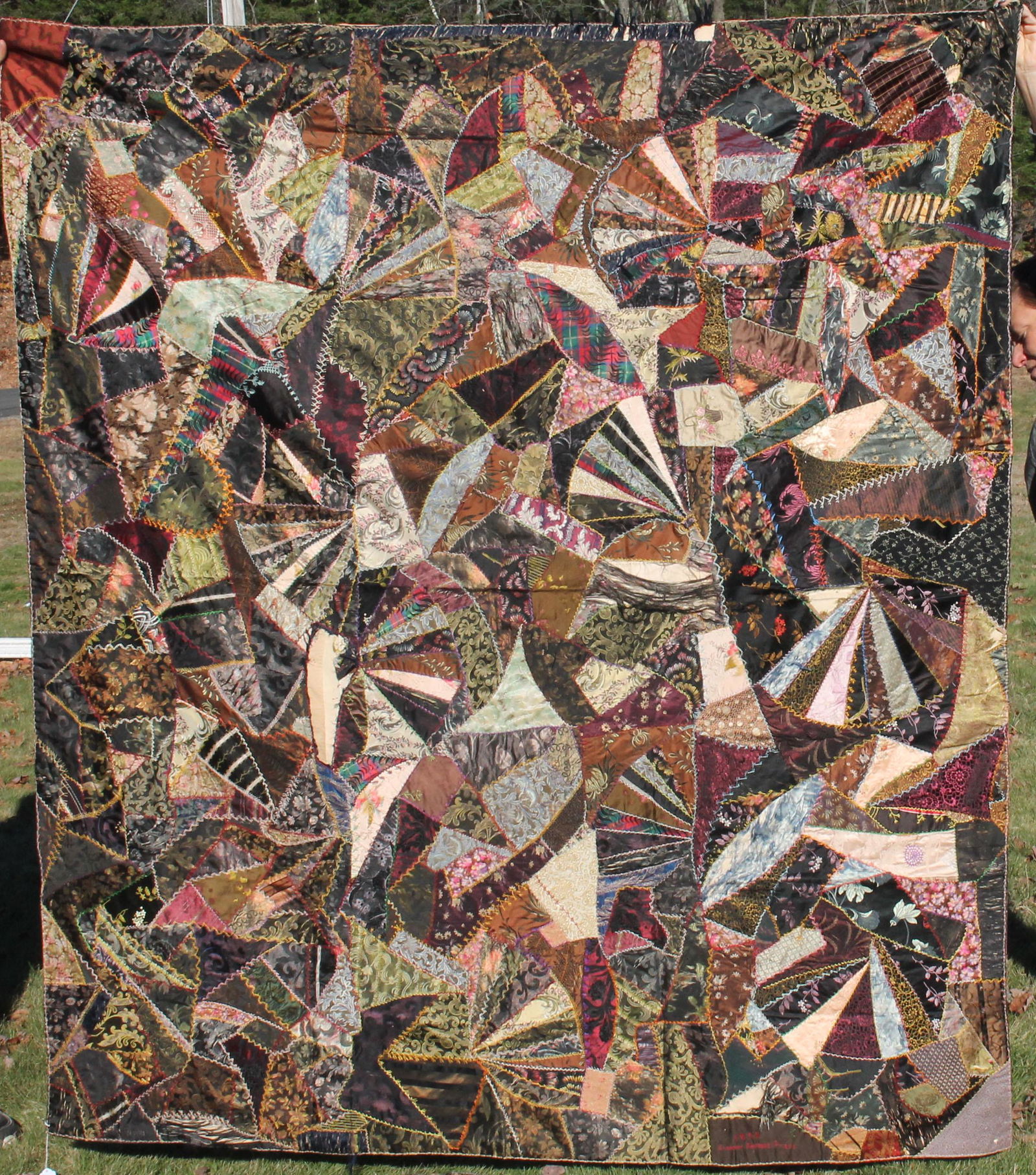 Antique crazy quilt 77"x69" together w a crazy quilt (1 of 3)