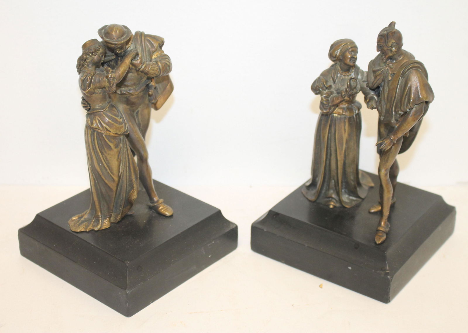 pr of bronze figures on marble bases - Faust w Maiden & (1 of 4)