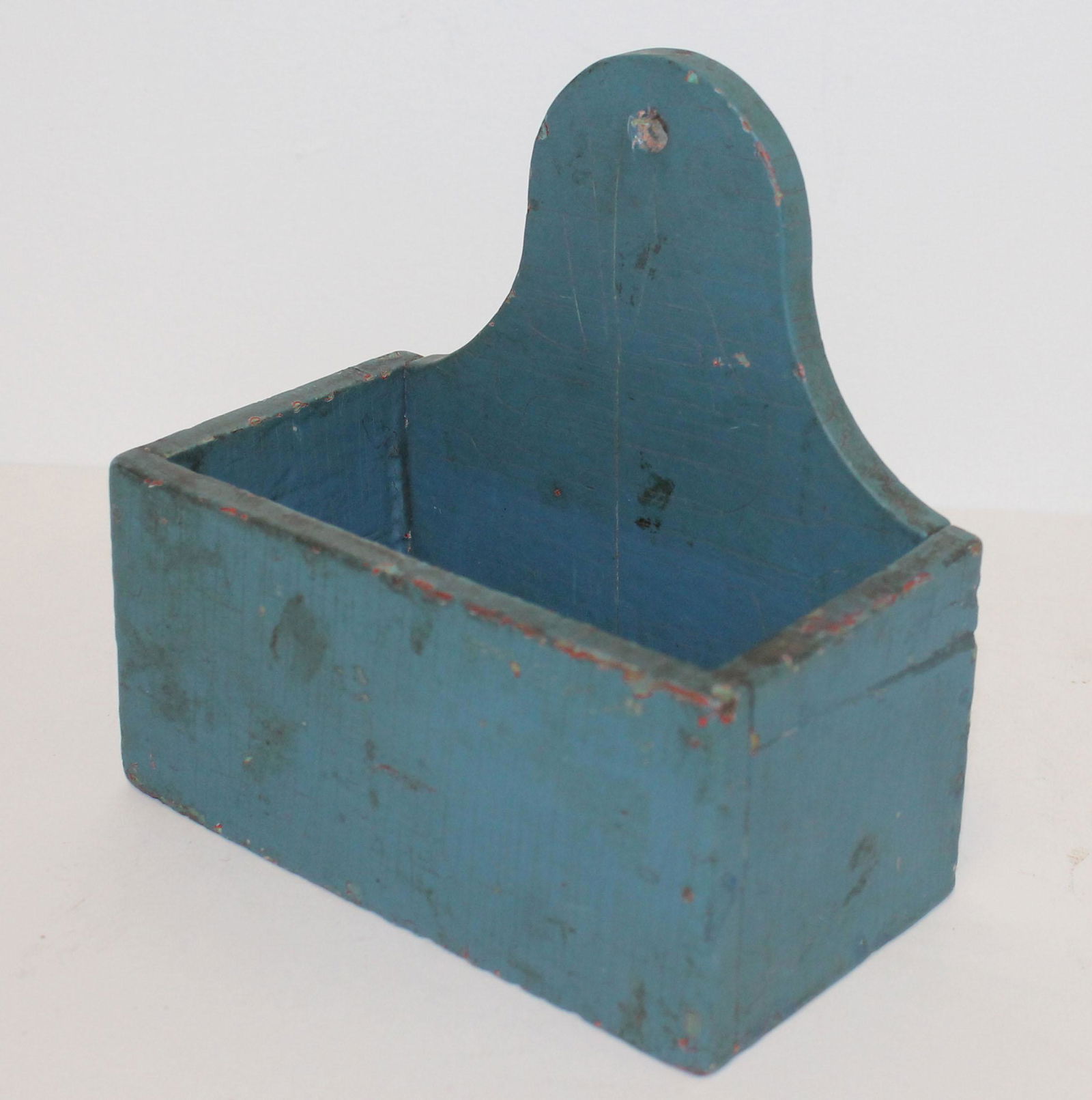 Vintage diminutive wall box in later blue paint - 5 (1 of 3)