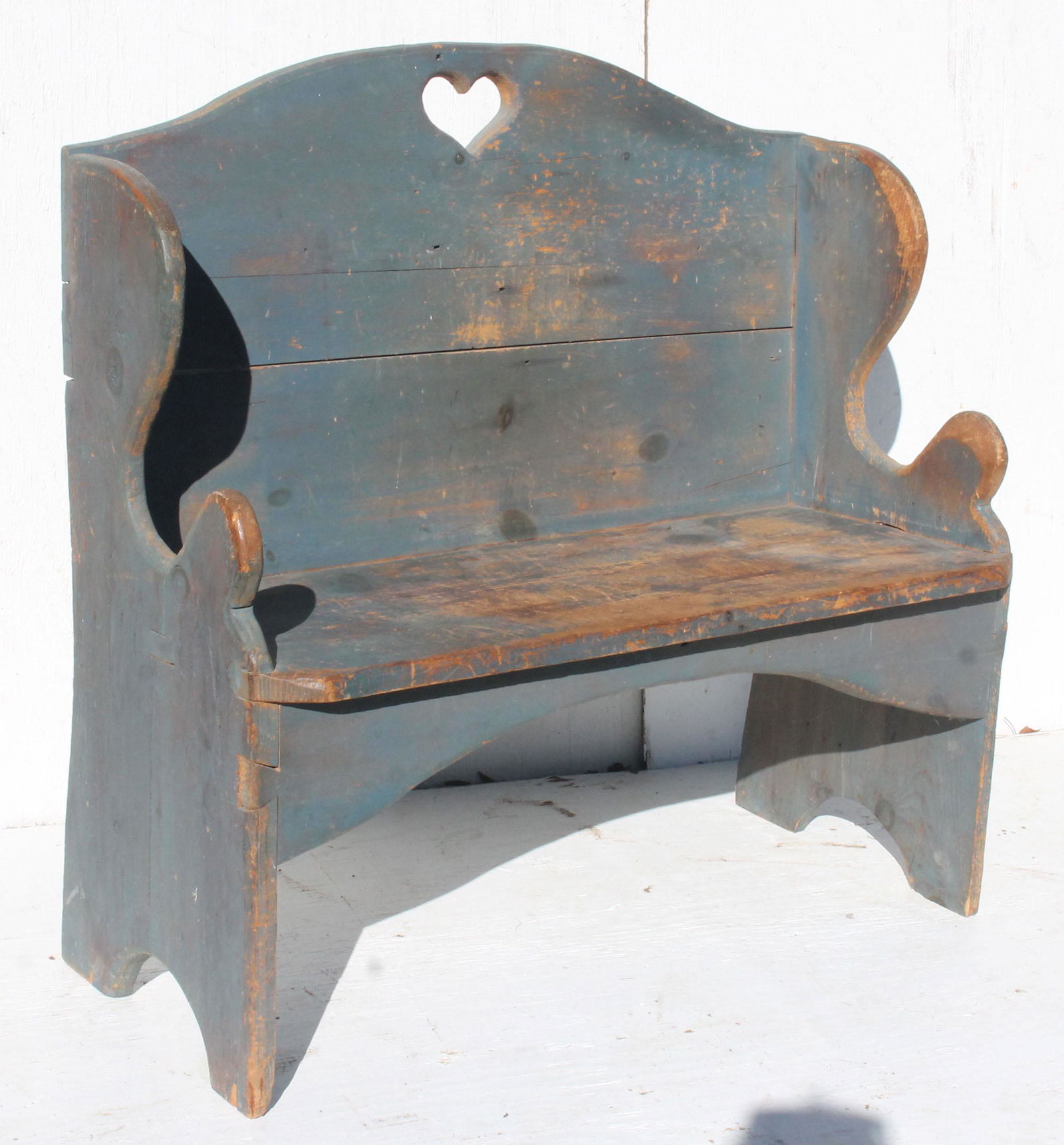 Wooden bench with heart cutout online