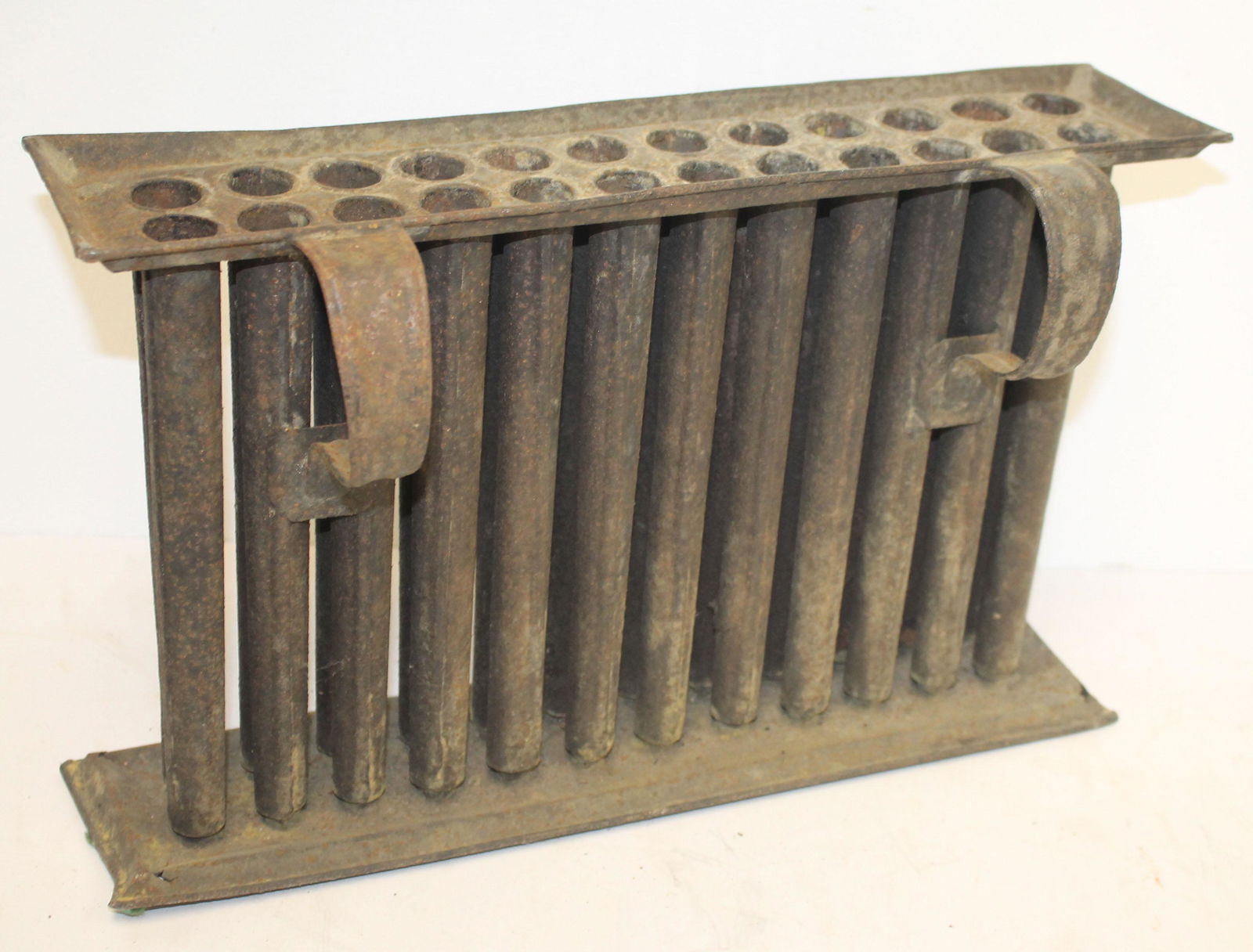 Antique 24 slot tin candle mold - 9 1/4" tall x 15" (1 of 4)