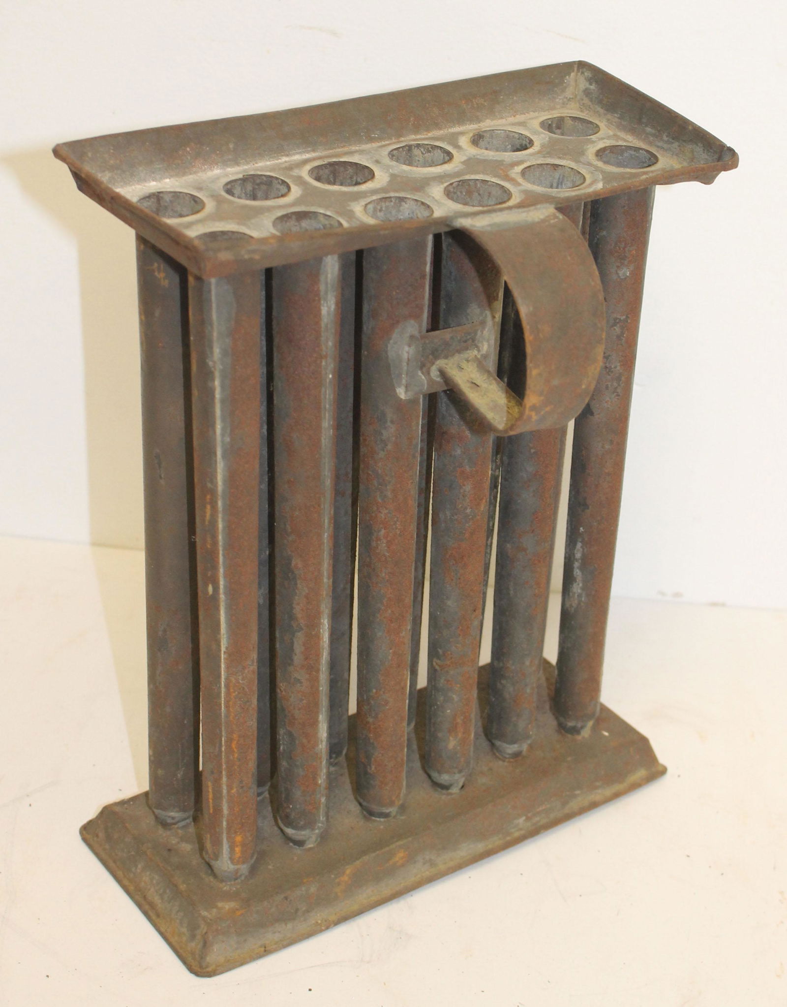 Antique 12 slot tin candle mold - 11" tall x 8 1/2" (1 of 3)