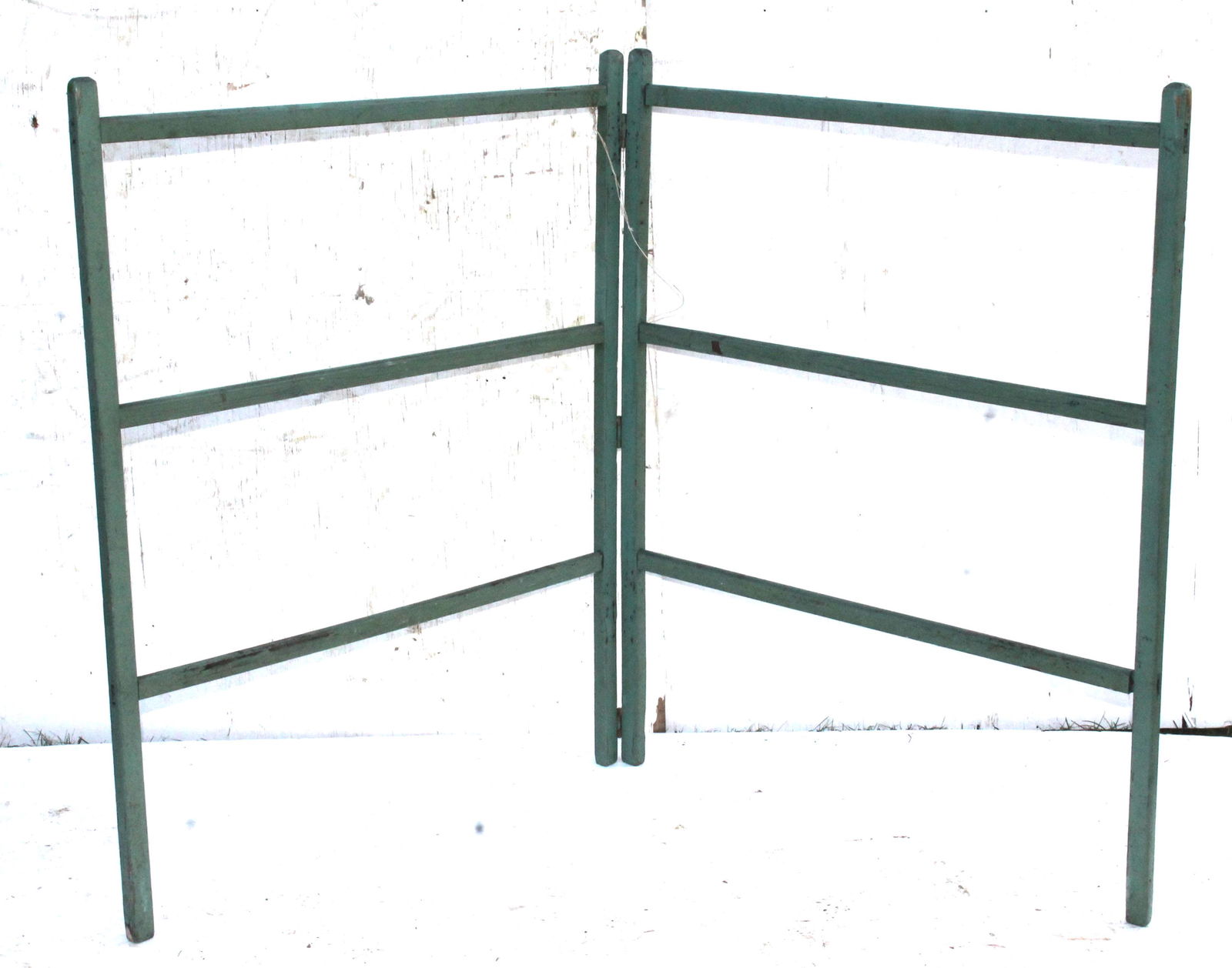 Antique folding quilt rack in green paint - 45" tall & (1 of 2)