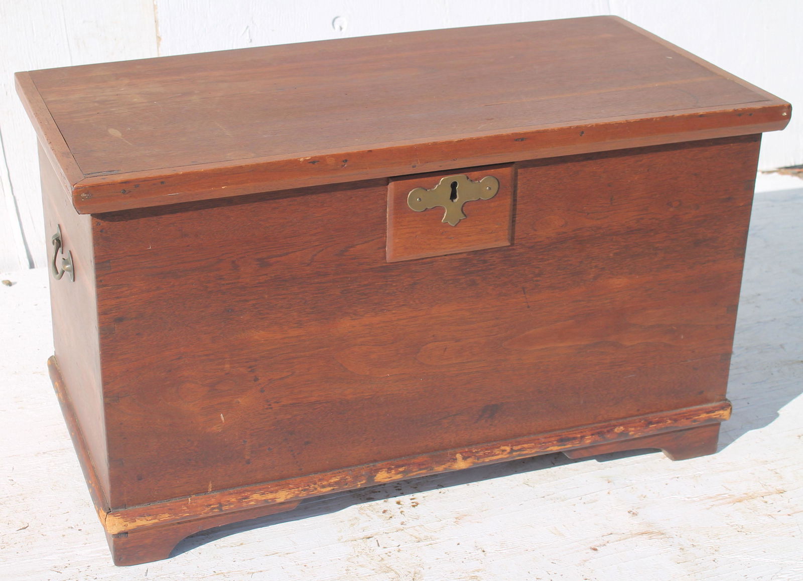 Antique child size walnut blanket box in dry surface - (1 of 5)